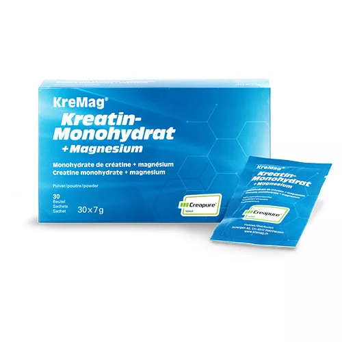 Kreatin-Monohydrat (Creapure®) mit Magnesium Packung à 30 Beutel für eine Anwendung  von 1 Monat  