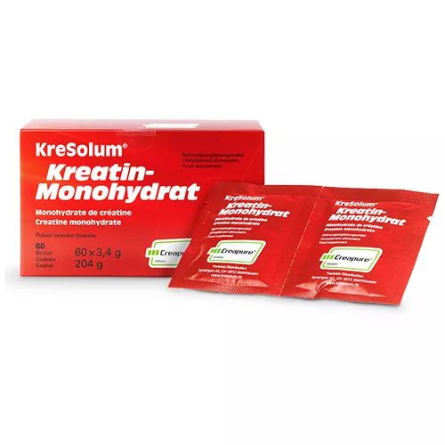 Kreatin-Monohydrat (Creapure®) OHNE Zusatzstoffe Packung à 30 Doppelbeutel  (= 60 Portionen) für eine Anwendung von 2 Monaten